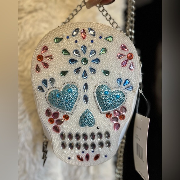 🔥☠️NWT-BETSEY JOHNSON STUNNING BONE-JOUR RHINESTONE CROSSBODY 🔥☠️ - Picture 12 of 15